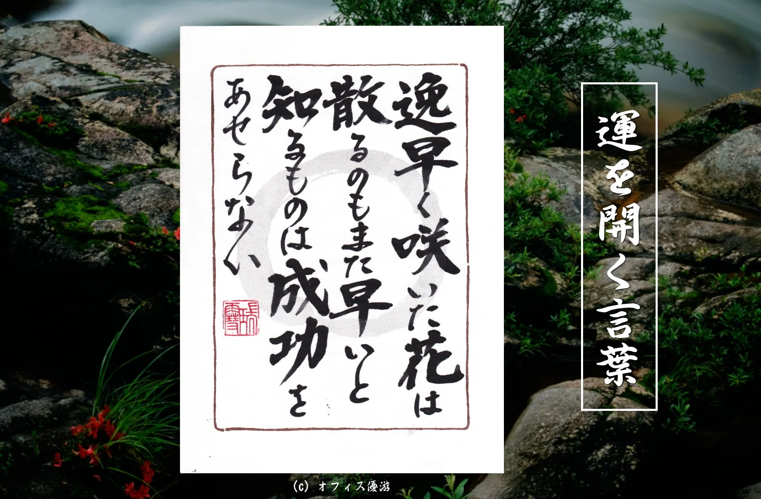 逸早く咲いた花は散るのもまた早いと知るものは成功をあせらない